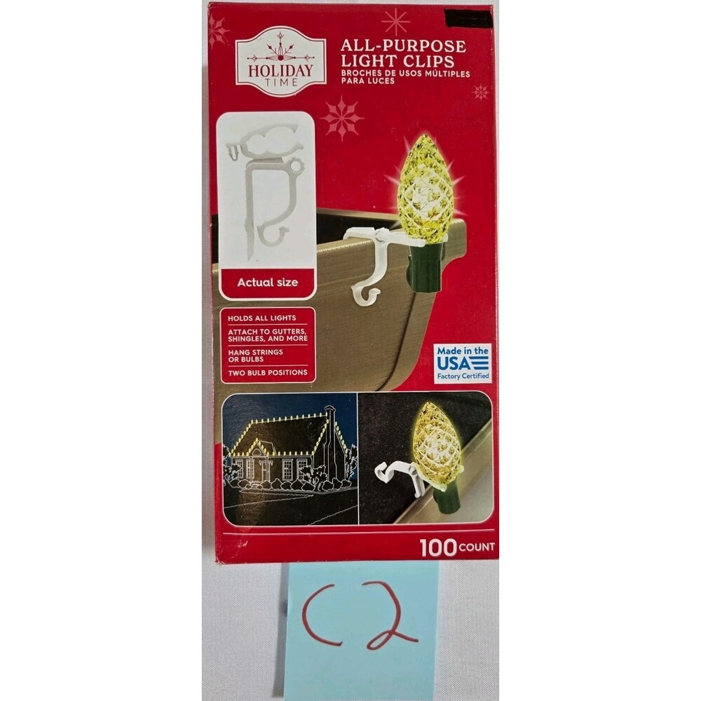 Holiday Time All-Purpose Christmas Light Clips - 100 Pieces Per Box